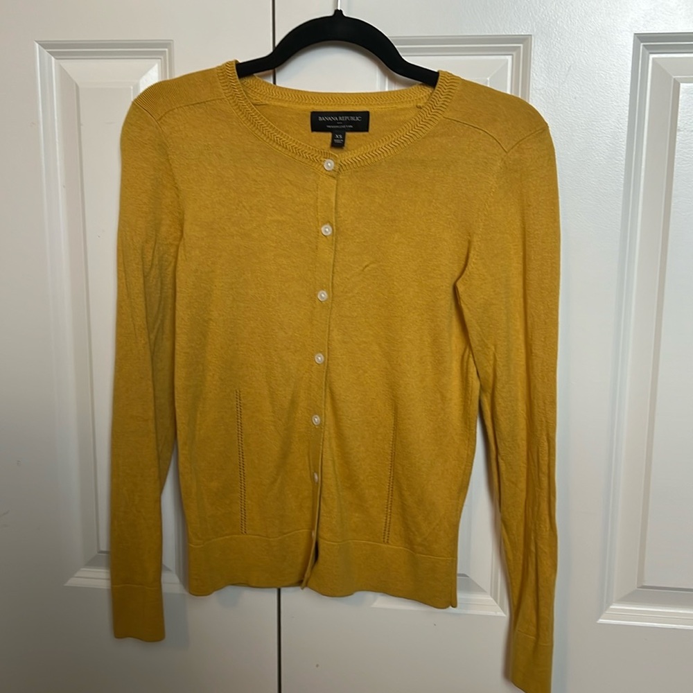 Banana Republic Marigold Yellow Sweater Button Down